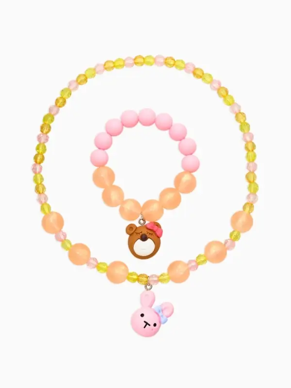 Набор детский "Выбражулька" 2 пред-а: бусы, браслет, мишка, заяц, цветной