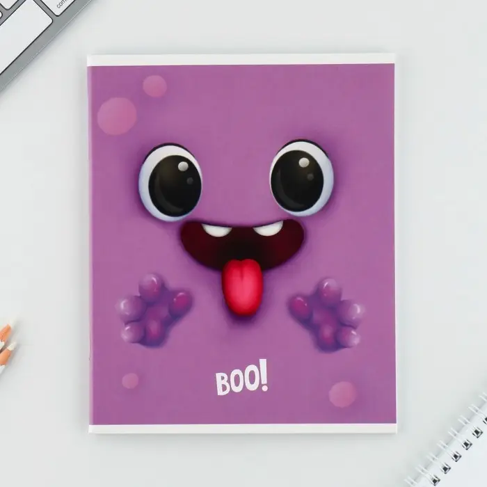 Тетрадь в клетку, 48 л., А5, на скрепке, блок №1, Boo!, МИКС Тетрадь в клетку, 48 л., А5, на скрепке, блок №1, Boo!, МИКС