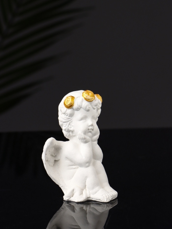 Набор фигур "Ангелы на подносе" 20х10х16 см, белый