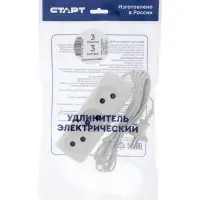 Удлинитель СТАРТ УХ6-103, 3 розетки, 3 м, 6 А, ШВВП, белый