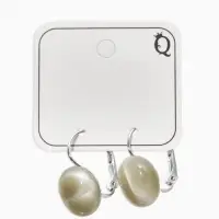 Серьги пластик "Таблетка" кошачий глаз, цвет серый в серебре