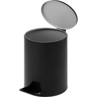 Ведро мусорное стальное 15л круглое черное с педалью и крышкой 250х330мм