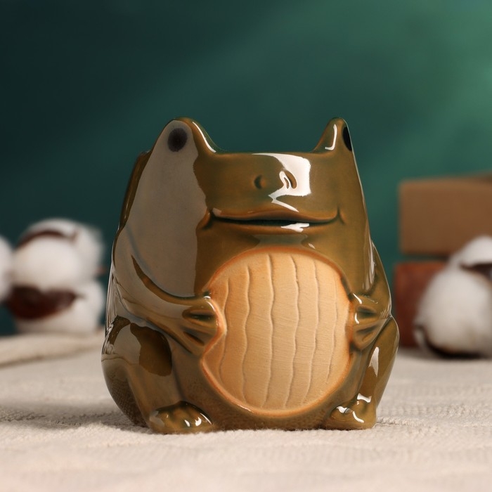 Горшок Горшок "Лягушка" зеленый, 8,5х8х9см