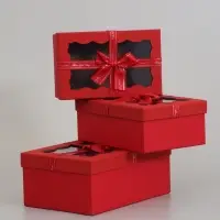 Набор подарочных коробок 3 в 1, прямоугольные с окном, 23&times;16&times;9.5 21&times;14&times;8.0 19&times;12&times;6.5 см