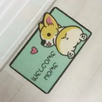 Коврик придверный Доляна &laquo;Корги&raquo;, грязезащитный, 40&times;60 см, зелёный