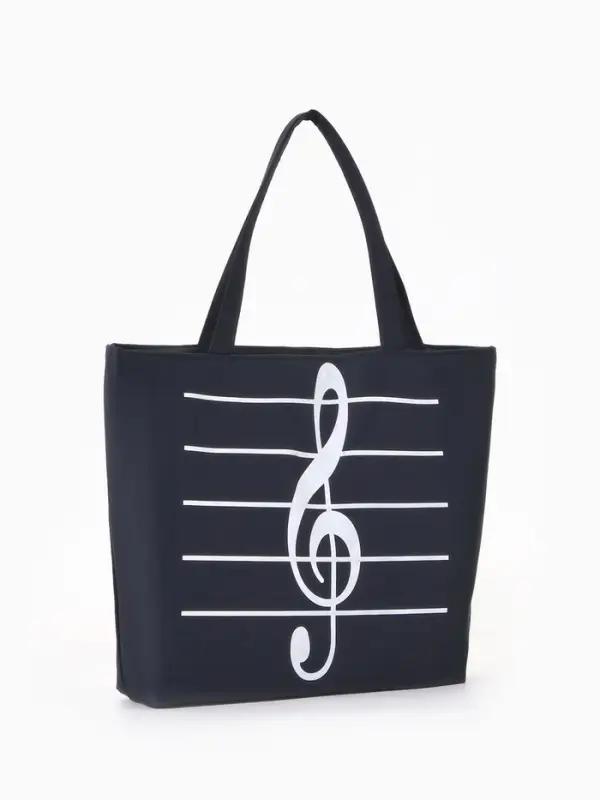 Сумка - шоппер &laquo;Музыка&raquo;, на молнии, 42&times;9&times;32 см, с принтом, чёрная