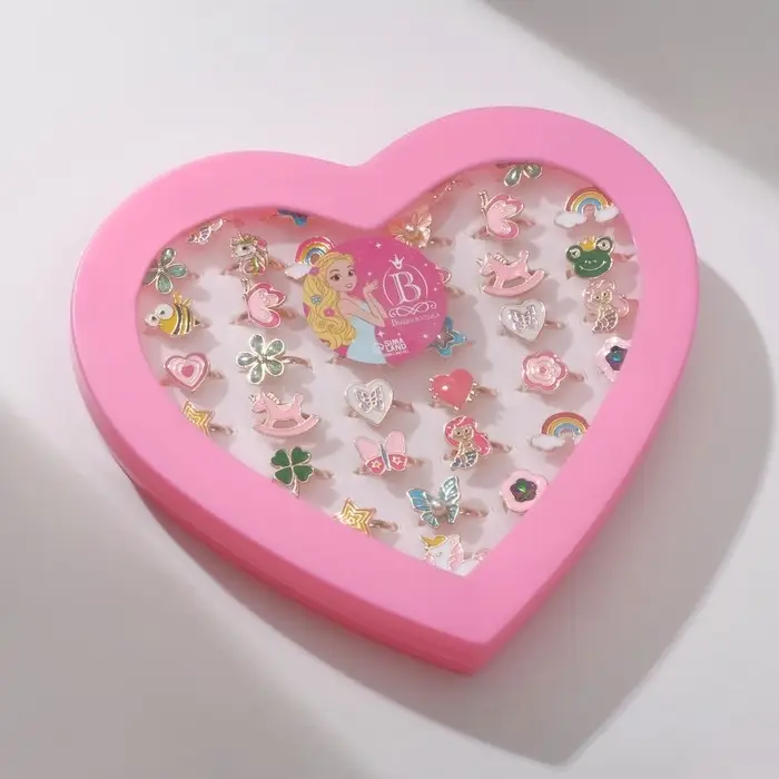 Кольцо детское Выбражулька «Сказочное ассорти», форма МИКС, цветное, безразмерное Кольцо детское Выбражулька «Сказочное ассорти», форма МИКС, цветное, безразмерное