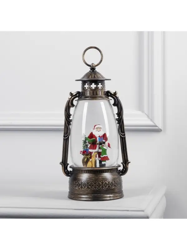 Светодиодная фигура &laquo;Фонарь с Дедом Морозом&raquo; 15&times;30&times;12.5 см, пластик, от батареек ААх3, USB, свечение тёплое белое