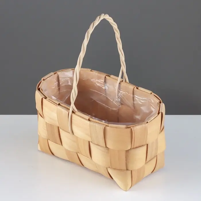 Корзина плетёная для хранения, 17&times;10&times;9 см, ручка h=9.5 см, секвойя