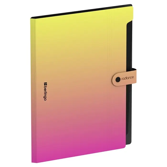 Папка А4, 12 отделений, Radiance, 600 мкм, на кнопке, желтый/розовый градиент