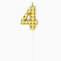 Свеча для торта &laquo;Элемент&raquo;, цифра "4" золотая