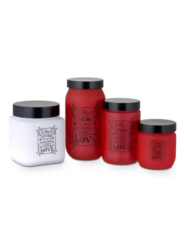 Банка для сыпучих &laquo;Любовь на кухне&raquo;, 1 л, стекло, белая