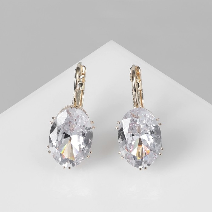 Серьги со стразами «Блик» овал, цвет МИКС