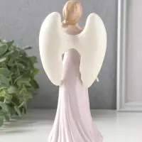 Сувенир керамика "Девушка-ангел в сиреневом платье с сердцем в руке" 8,4х6,3х18 см