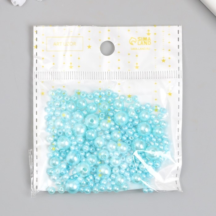 Бусины для творчества пластик Бусины для творчества пластик "Круглые. Голубое небо" d=3-8 мм, набор 10 гр