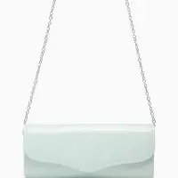 Сумка-клатч женская вечерняя на магните, на длинной цепочке, лаковая, однотонная, чёрная