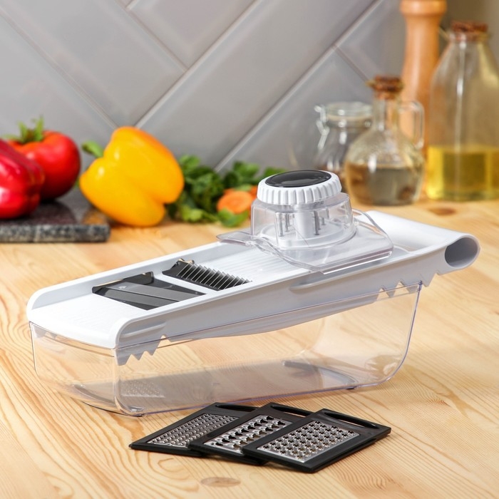 Слайсер универсальный Magistro Vegan pro, 5 насадок, 31,8×13,7×9 см, цвет чёрно-белый Слайсер универсальный Magistro Vegan pro, 5 насадок, 31,8×13,7×9 см, цвет чёрно-белый