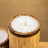 Свеча в бамбуке тройная «Руны», 13×14×30 см, 100 мл, бежевая