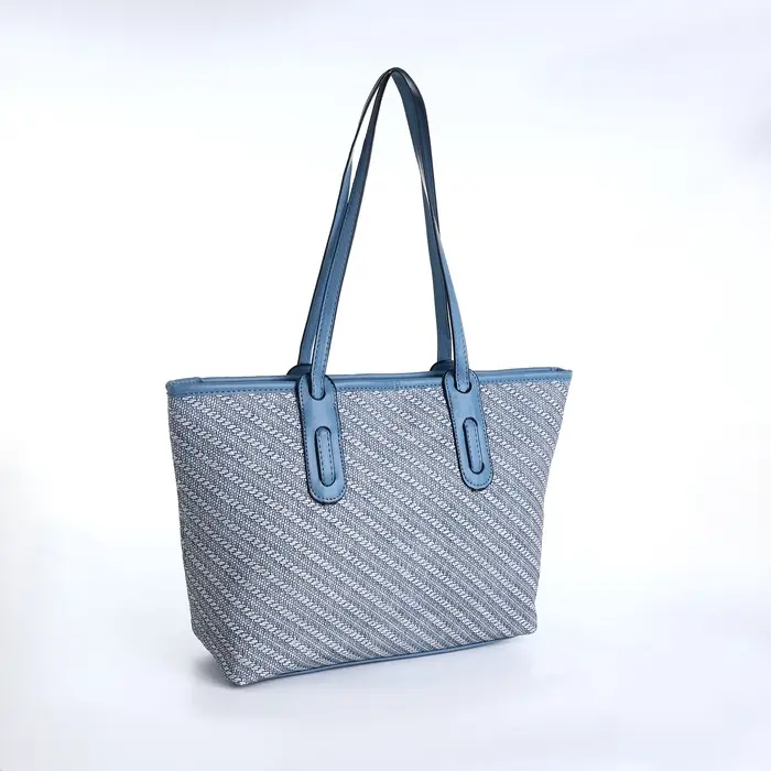 Сумка женская тоут на молнии, 30&times;11&times;25 см, голубая