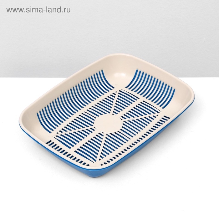 Туалет округлый с сеткой 33,5 х 25 х 6 см, бежевый/синий Туалет округлый с сеткой 33,5 х 25 х 6 см, бежевый/синий