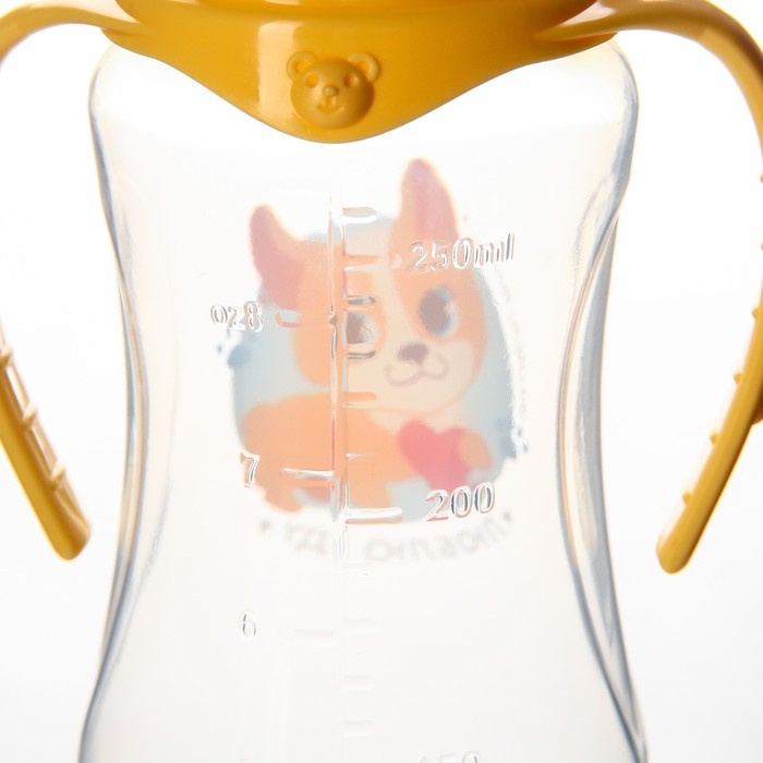 Бутылочка для кормления «Собачка Лу», классическое горло, 250 мл., от 0 мес., приталенная, с ручками Бутылочка для кормления «Собачка Лу», классическое горло, 250 мл., от 0 мес., приталенная, с ручками