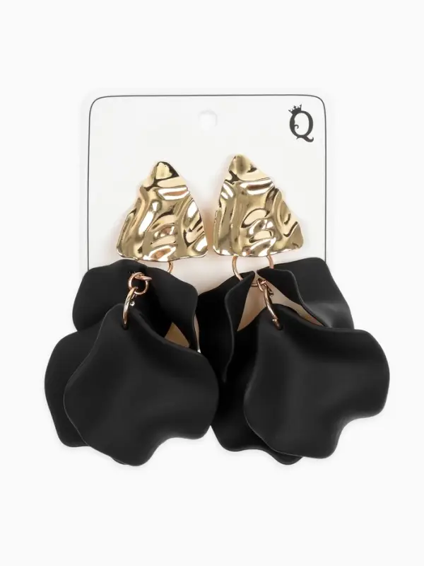 Серьги ассорти &laquo;Ветер&raquo;, мятые треугольники, цвет чёрно-золотой