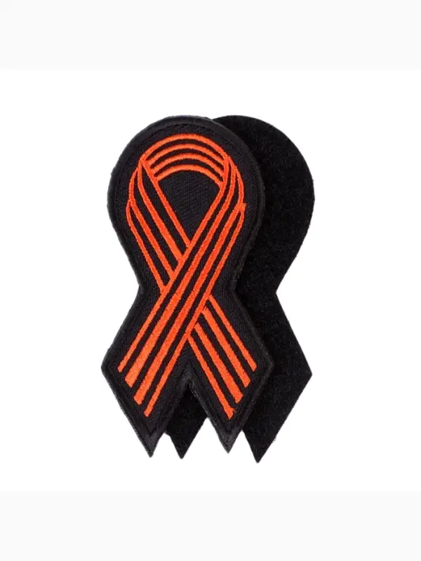 Георгиевская лента на липучке, шеврон, 8&times;4 см, чёрный, оранжевый