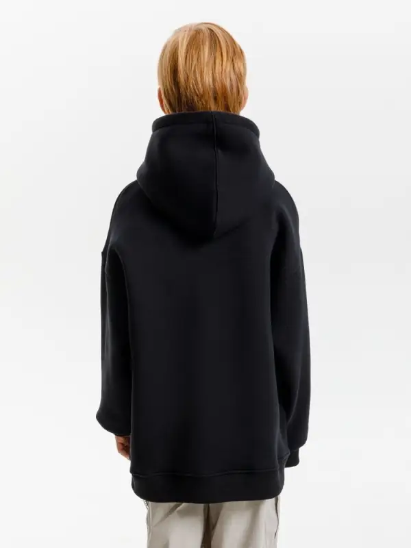 Худи детское оверсайз Junipero, черное, 6 лет Худи детское оверсайз Junipero, черное, 6 лет