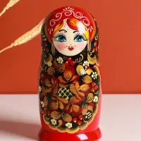 Матрёшка дерево &laquo;Рябинка&raquo;, чёрный платок, 5 кукольная, 18 см