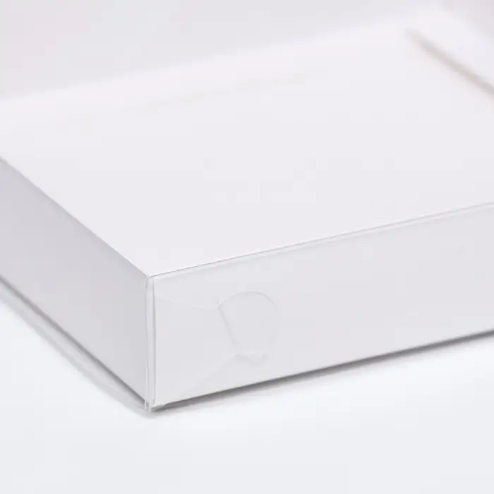 Коробка сборная, белая с PVC крышкой, 16×16×3 см
