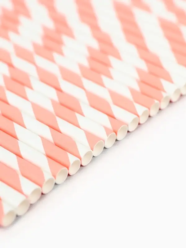 Трубочка для коктейля &laquo;Спираль&raquo;, набор 25 шт., бело-розовая