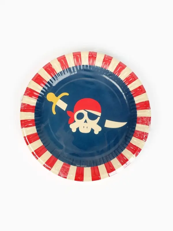 Тарелка одноразовая бумажная «Пиратская вечеринка», 18 см