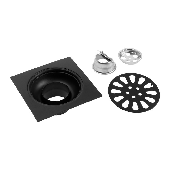 Трап ZEIN engr, 100х100 мм, вертикальный, с трубой, внеш/внут d=40/37 мм, нерж сталь, черный Трап ZEIN engr, 100х100 мм, вертикальный, с трубой, внеш/внут d=40/37 мм, нерж сталь, черный