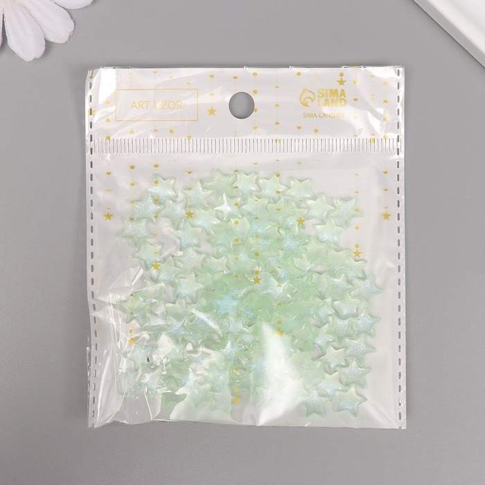 Декор для творчества акрил Декор для творчества акрил "Звёзды" зелёный светится в темноте набор 100 шт 0,9х0,9 см