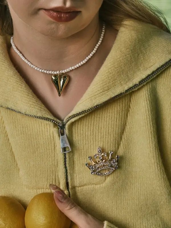 Чокер «Сердце» жемчужные бусины, цвет белый в золоте, 33 см + 5 см доп, цепочка