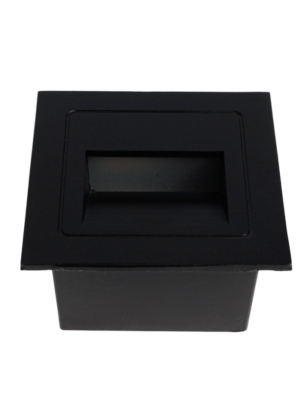 Встраиваемый светильник для лестницы, IP65, 3 Вт, 6500К, 68x68, квадрат, черный