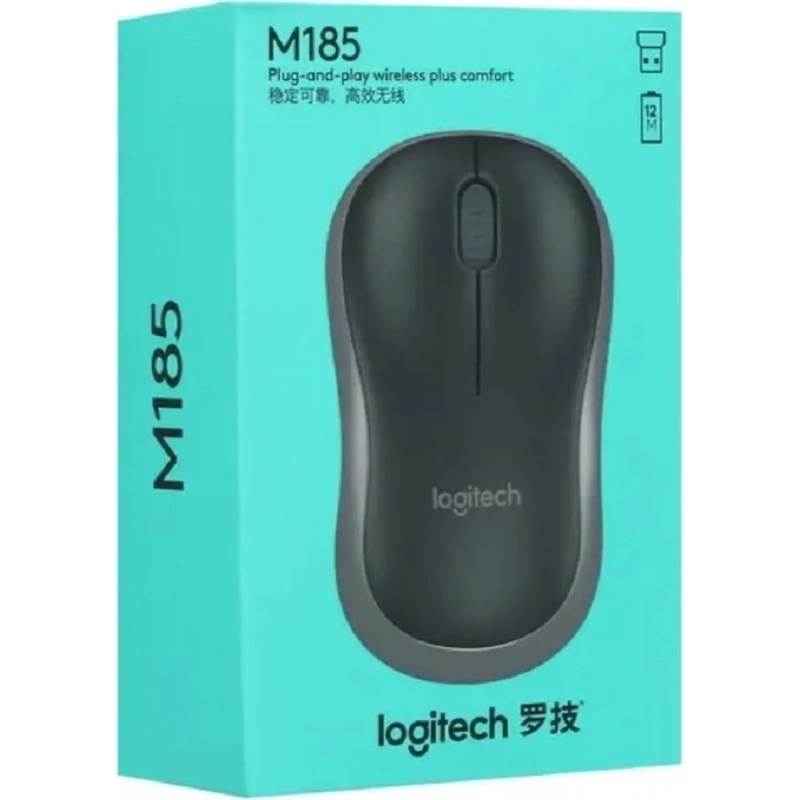 Мышь компьютерная Logitech USB OPTICAL WRL M185 GREY