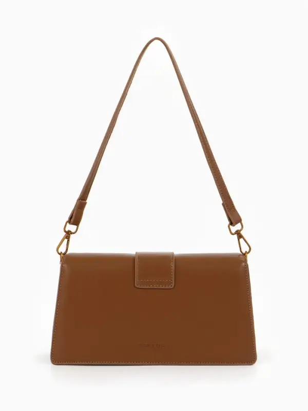 Сумка женская мессенджер TEXTURA на клапане, 26&times;8.5&times;14 см, светло-коричневая