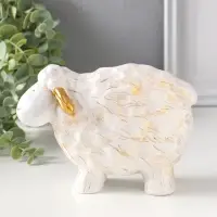 Сувенир полистоун "Бараш" белый с золотом 8х17,5х12,5 см