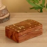 Шкатулка &laquo;Дельфины&raquo;, 15.5&times;10.5&times;5.5 см, дерево шишам, латунь