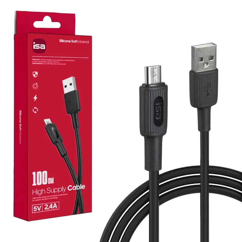 Кабель BX-1 USB на MicroUSB 1m 2A ISA черный Кабель BX-1 USB на MicroUSB 1m 2A ISA черный