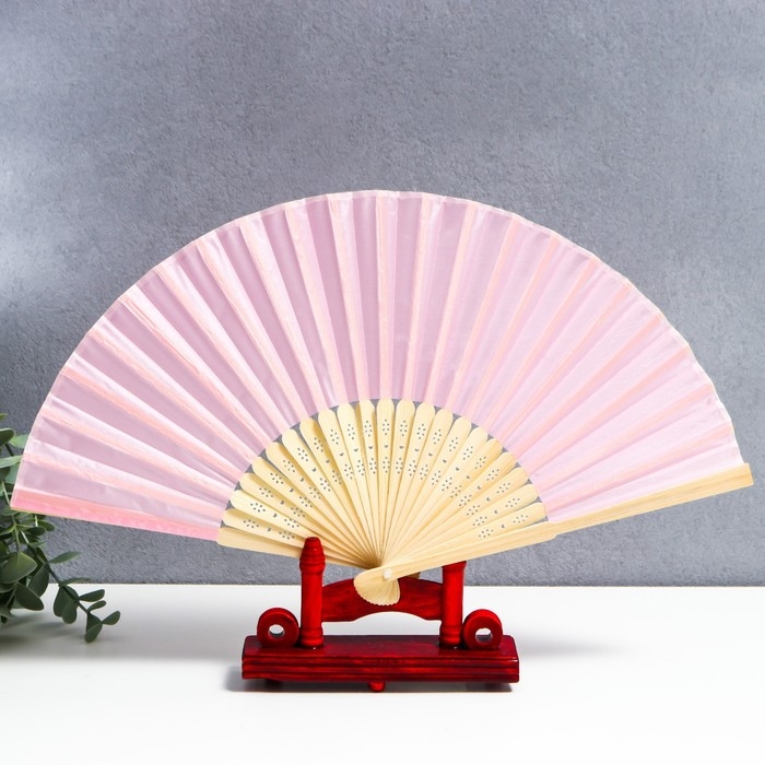 Веер бамбук, текстиль h=21 см  Веер бамбук, текстиль h=21 см "Моноцвет" в коробке, розовый