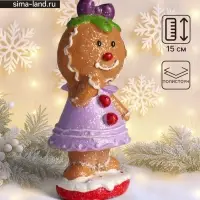 Фигурка полистоун &laquo;Пряничка в сиреневом платье, с бантиком&raquo;, 5.5&times;6.5&times;15 см