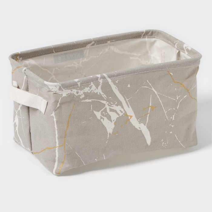 Корзина для хранения с ручками Доляна «Мрамор», 28×16×16 см, серая Корзина для хранения с ручками Доляна «Мрамор», 28×16×16 см, серая