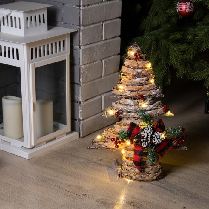 Светодиодная фигура «Ёлка с шишками» 31 × 40 × 9 см, текстиль, металл, батарейки ААх2 (не в комплекте), свечение тёплое белое Светодиодная фигура «Ёлка с шишками» 31 × 40 × 9 см, текстиль, металл, батарейки ААх2 (не в комплекте), свечение тёплое белое