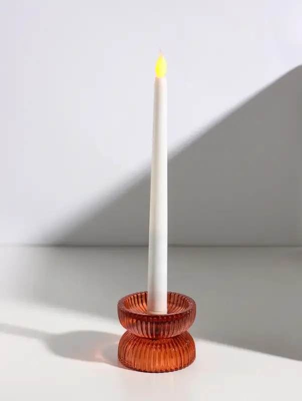 Подсвечник на 1 свечу &laquo;Две половинки&raquo;, стекло, оранж, d=2.5 см и 6.5 см, 8&times;8&times;5.8 см