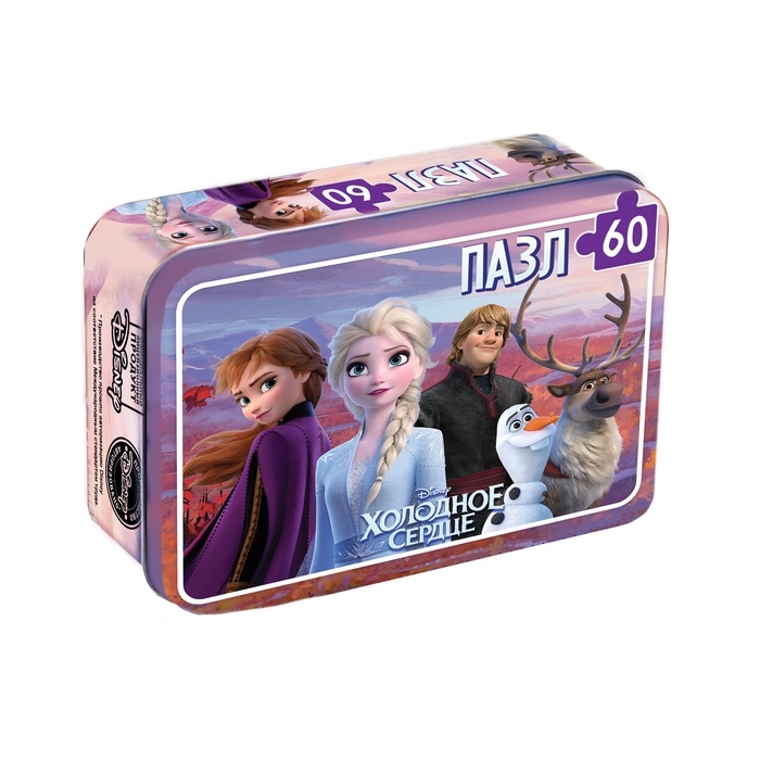 Пазл в металлической коробке Пазл в металлической коробке "Холодное сердце", 60 деталей
