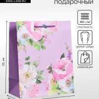 Пакет подарочный ламинированный &laquo;Радость&raquo;, сиреневый, 18&times;22.3&times;10 см