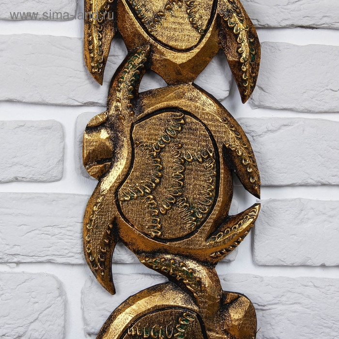 Панно дерево  Панно дерево "Золотые черепашки" 96х16х1,5 см