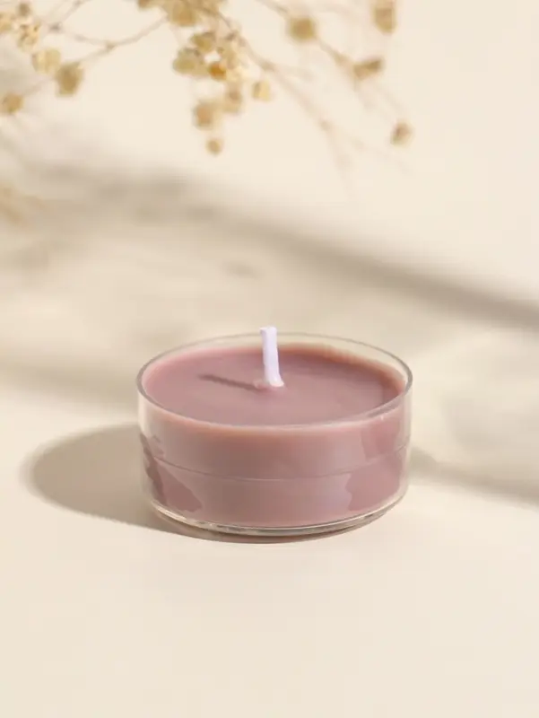 Чайная свеча ароматическая "Круглая" тёмно-бежевая, аромат амбра 3,8х3,8х1,8 см